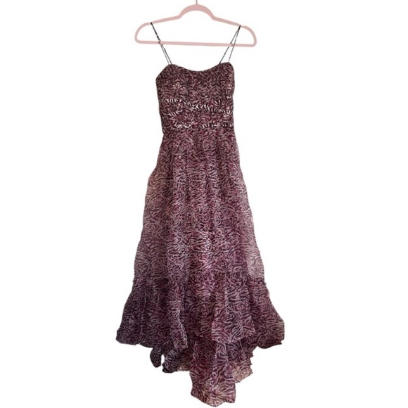 CINQ A SEPT Inkstrokes Daria Silk Midi Dress - Dark Plum - Picture 3 of 8